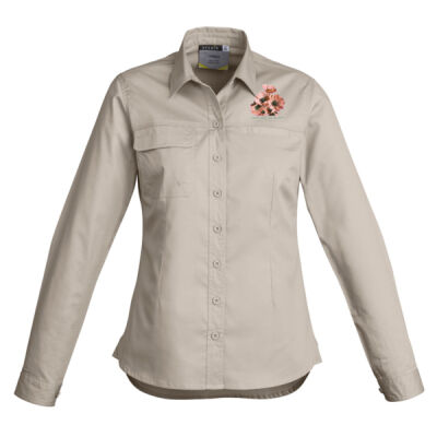 Together, We Bloom – Poppy Flower Apparel  -  Womens Lightweight Tradie Long Sleeve Shirt Thumbnail