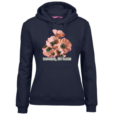 Together, We Bloom – Poppy Flower Apparel  - Ladies Fleecy Hoodie Thumbnail