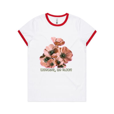 Together, We Bloom – Poppy Flower Apparel  - Women's Ringer Tee Thumbnail