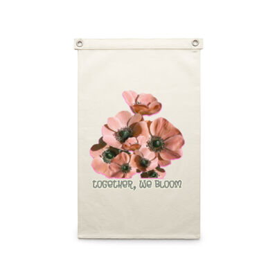 Together, We Bloom – Poppy Flower Apparel  - Canvas Flag Thumbnail