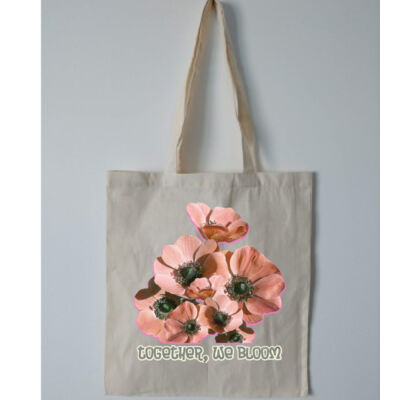 Together, We Bloom – Poppy Flower Apparel  - Budget Calico Tote Bag Thumbnail