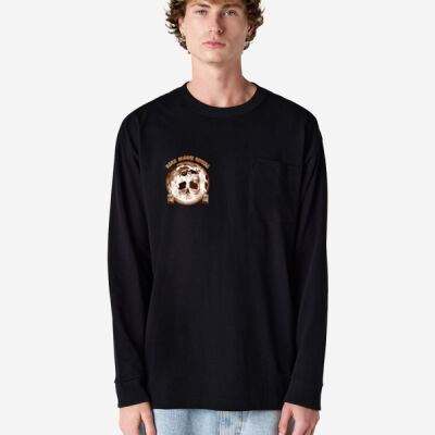 Dark Moon Ritual Skull & Candle Tee - Super Heavyweight Oversized Long Sleeve T-Shirt with Pocket Thumbnail