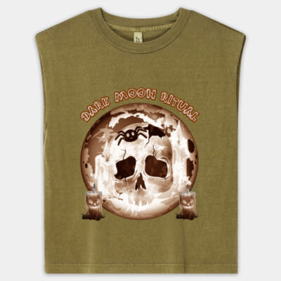 Dark Moon Ritual Skull & Candle Tee - Women's Garment Dyed Muscle Tee Thumbnail