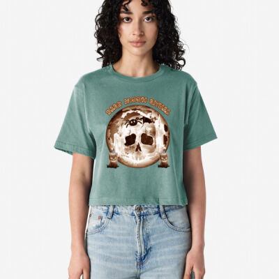 Dark Moon Ritual Skull & Candle Tee - Fine Jersey Women's Boxy Cropped T-Shirt Thumbnail