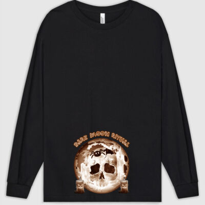 Dark Moon Ritual Skull & Candle Tee - Heavyweight Cotton Unisex Long Sleeve T-Shirt Thumbnail