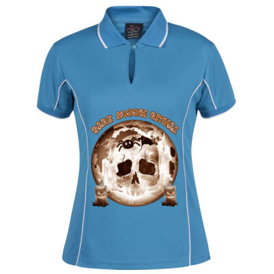 Dark Moon Ritual Skull & Candle Tee - Podium Ladies Piping Polo Thumbnail