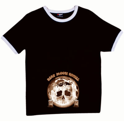 Dark Moon Ritual Skull & Candle Tee - Ringer Unisex Tee Thumbnail