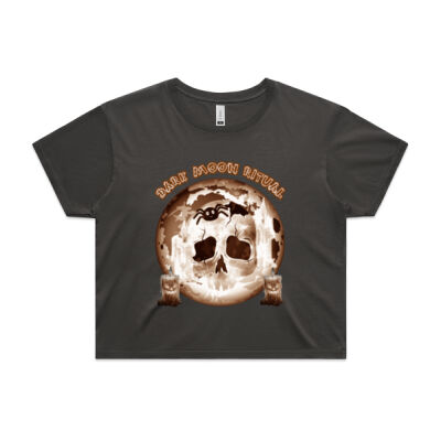 Dark Moon Ritual Skull & Candle Tee - Faded Crop Thumbnail
