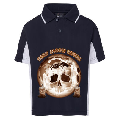 Dark Moon Ritual Skull & Candle Tee - Podium Kids Contrast Polo Thumbnail