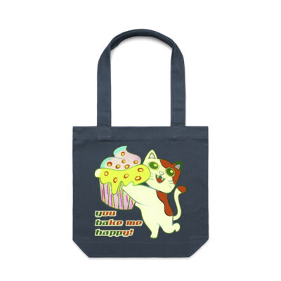 Cute Cat Cupcake Design - Canvas Carrie Bag Thumbnail