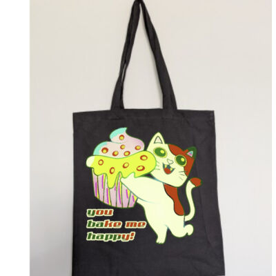 Cute Cat Cupcake Design - Budget Calico Tote Bag Thumbnail