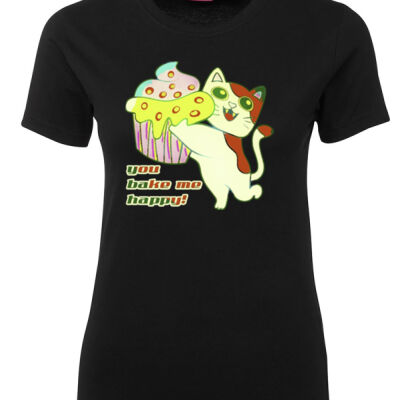 Cute Cat Cupcake Design - Ladies Special Tee Thumbnail