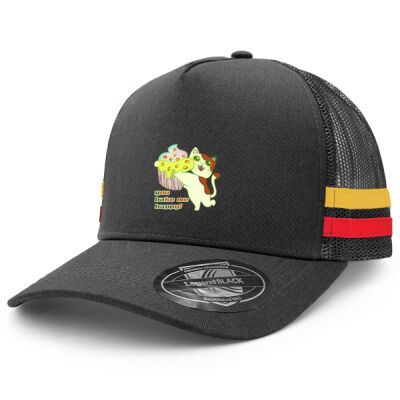 Cute Cat Cupcake Design - Striped Trucker Thumbnail