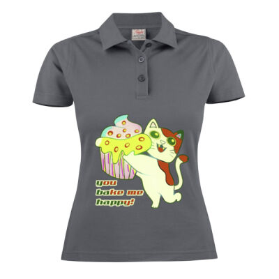 Cute Cat Cupcake Design - Surf Women's Cotton Polo Thumbnail