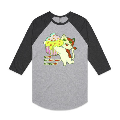 Cute Cat Cupcake Design - Raglan Tee Thumbnail