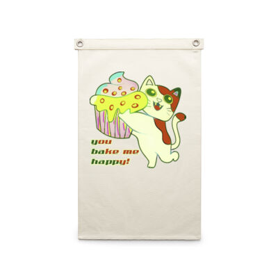Cute Cat Cupcake Design - Canvas Flag Thumbnail