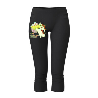 Cute Cat Cupcake Design - Ladies 3/4 Leggings Thumbnail