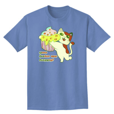 Cute Cat Cupcake Design - Heavyweight Adult T-Shirt Thumbnail