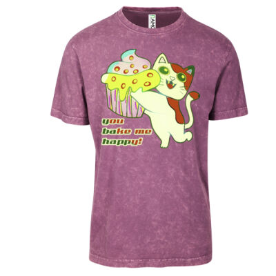 Cute Cat Cupcake Design - Kid's Stone Wash Tee Thumbnail