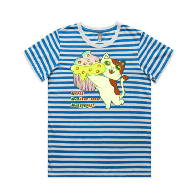 Cute Cat Cupcake Design - Maple Tee - Striped Thumbnail
