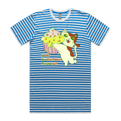 Cute Cat Cupcake Design - Staple Tee - Striped Thumbnail