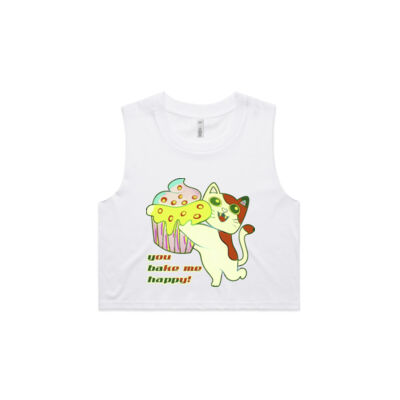 Cute Cat Cupcake Design - Crop Tank Thumbnail