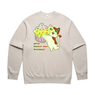 Cute Cat Cupcake Design - Mens Relax Faded Crew Thumbnail