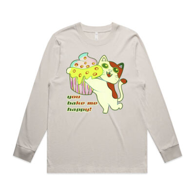 Cute Cat Cupcake Design - Wo's Heavy Faded L/S Tee Thumbnail