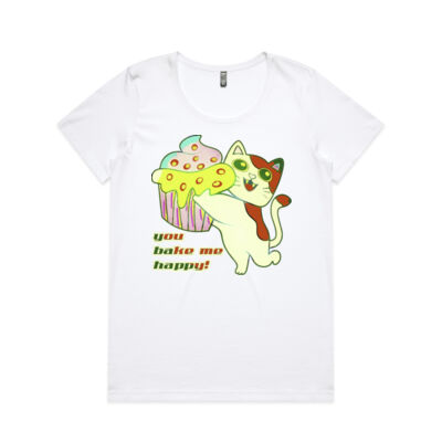 Cute Cat Cupcake Design - Wo's Maple Scoop Tee Thumbnail