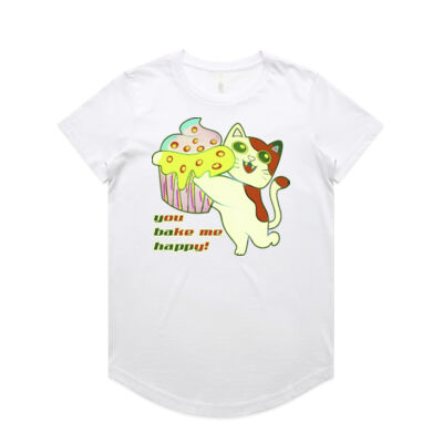 Cute Cat Cupcake Design - Wo's Maple Curve Tee Thumbnail