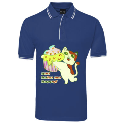 Cute Cat Cupcake Design - Contrast Polo Thumbnail