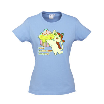 Cute Cat Cupcake Design - Womens Ice Short Sleeve Tee Thumbnail