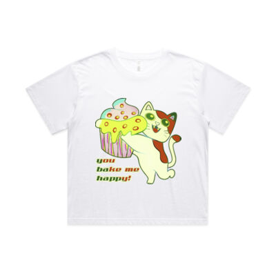 Cute Cat Cupcake Design - Wo's Martina Crop Tee Thumbnail