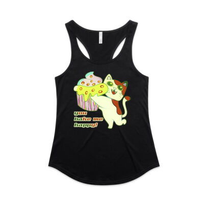 Cute Cat Cupcake Design - Wo's Mali Racerback Thumbnail