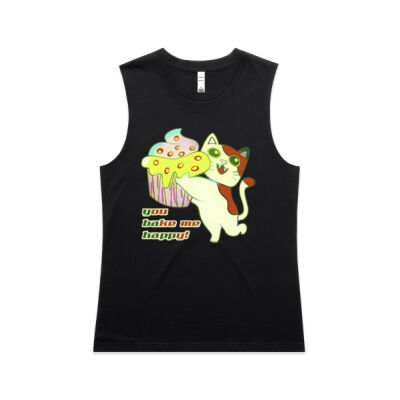Cute Cat Cupcake Design - Wo's Maple Tank Thumbnail