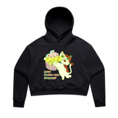 Cute Cat Cupcake Design - Wo's Relax Crop Hood Thumbnail