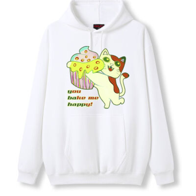 Cute Cat Cupcake Design - Mens Kangaroo Pocket Hoodies Thumbnail