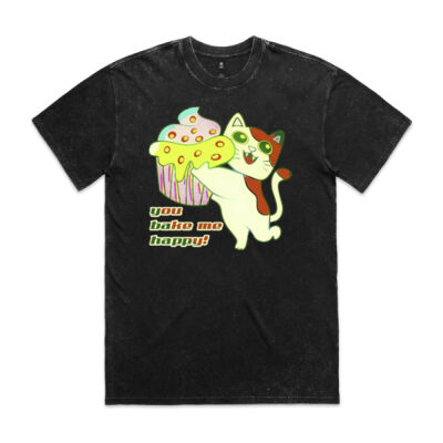 Cute Cat Cupcake Design - Stone Wash Heavy Tee Thumbnail