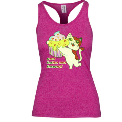 Cute Cat Cupcake Design - Womens Greatness Athletic T-back Singlet Thumbnail