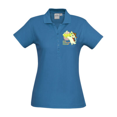 Cute Cat Cupcake Design - Womens Crew Short Sleeve Polo Thumbnail