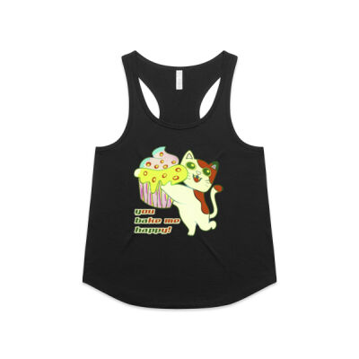 Cute Cat Cupcake Design - Wo's Maple Active Blend Racerback Thumbnail