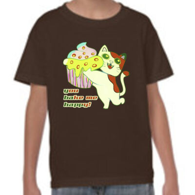 Cute Cat Cupcake Design - Heavy Cotton Youth Short Sleeve T-Shirt Thumbnail