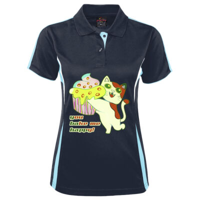 Cute Cat Cupcake Design - Podium Ladies Cool Polo Thumbnail