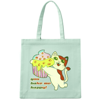 Cute Cat Cupcake Design - Heavy Tote Bag Thumbnail