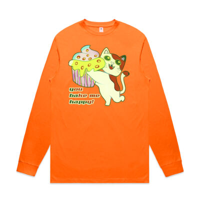 Cute Cat Cupcake Design - Mens Block L/S Tee (Safety Colours) Thumbnail
