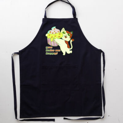 Cute Cat Cupcake Design - Cotton Drill Full Bib Apron - With Pocket Thumbnail