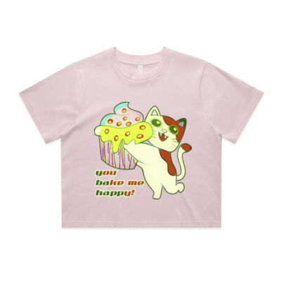Cute Cat Cupcake Design - Wo's Classic Crop Tee Thumbnail