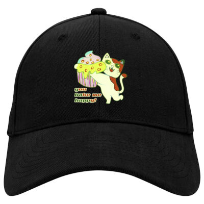 Cute Cat Cupcake Design - Heavy Brushed Cotton Cap Thumbnail