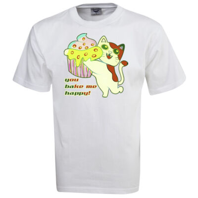 Cute Cat Cupcake Design - Premium Pre-Shrunk Cotton T-Shirt  Thumbnail