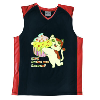 Cute Cat Cupcake Design - Mens Basketball Singlet Thumbnail